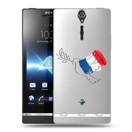 Полупрозрачный дизайнерский пластиковый чехол для Sony Xperia S Флаг Франции