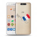 Полупрозрачный дизайнерский пластиковый чехол для ZTE Blade V8 Флаг Франции