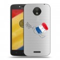 Полупрозрачный дизайнерский пластиковый чехол для Motorola Moto C Plus Флаг Франции