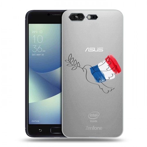 Полупрозрачный дизайнерский пластиковый чехол для ASUS ZenFone 4 Pro Флаг Франции