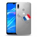 Полупрозрачный дизайнерский пластиковый чехол для Huawei Y6 (2019) Флаг Франции