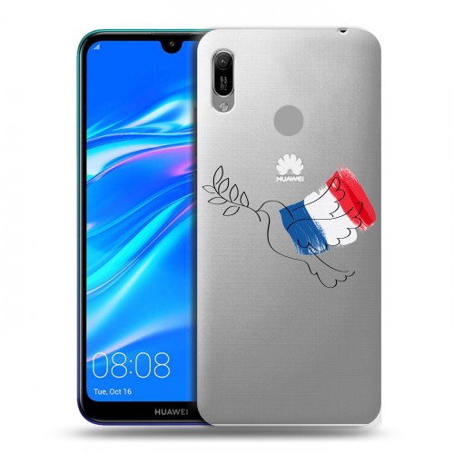 Полупрозрачный дизайнерский пластиковый чехол для Huawei Y6 (2019) Флаг Франции