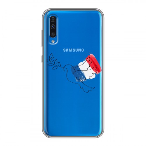 Полупрозрачный дизайнерский силиконовый чехол для Samsung Galaxy A50 Флаг Франции