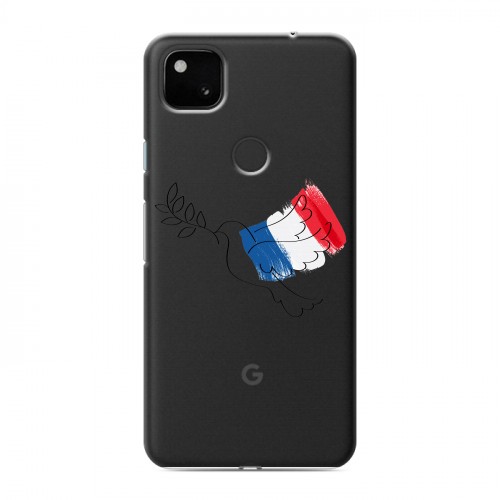 Полупрозрачный дизайнерский пластиковый чехол для Google Pixel 4a Флаг Франции