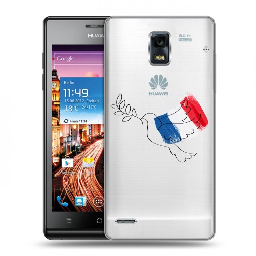 Полупрозрачный дизайнерский пластиковый чехол для Huawei Ascend P1 Флаг Франции