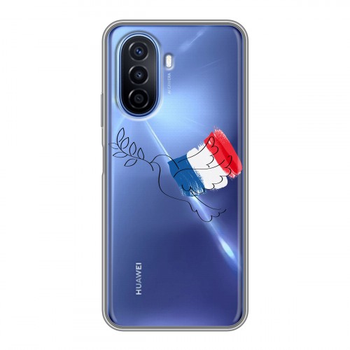 Полупрозрачный дизайнерский пластиковый чехол для Huawei Nova Y70 Флаг Франции