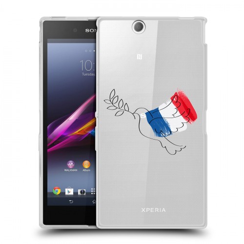 Полупрозрачный дизайнерский пластиковый чехол для Sony Xperia Z Ultra  Флаг Франции