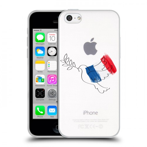 Полупрозрачный дизайнерский пластиковый чехол для Iphone 5c Флаг Франции