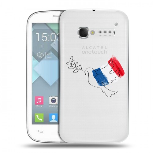 Полупрозрачный дизайнерский пластиковый чехол для Alcatel One Touch Pop C5 Флаг Франции