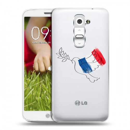 Полупрозрачный дизайнерский пластиковый чехол для LG Optimus G2 mini Флаг Франции