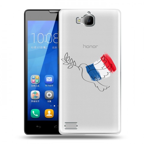 Полупрозрачный дизайнерский пластиковый чехол для Huawei Honor 3c Флаг Франции