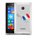 Полупрозрачный дизайнерский пластиковый чехол для Microsoft Lumia 435 Флаг Франции