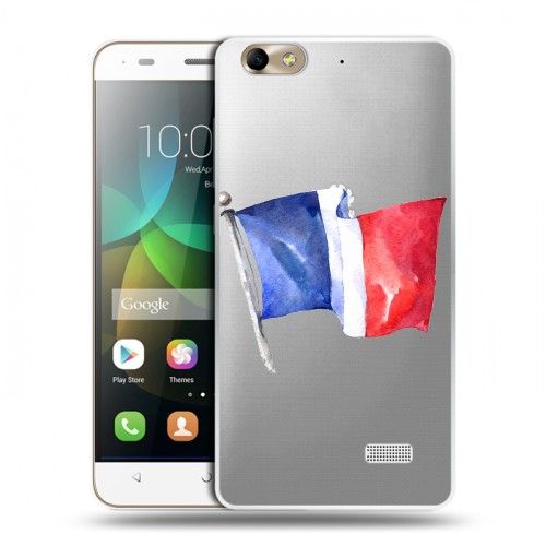 Полупрозрачный дизайнерский пластиковый чехол для Huawei Honor 4C Флаг Франции