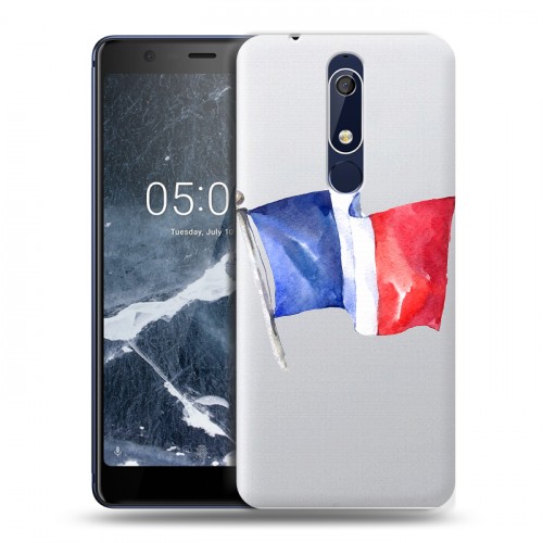 Полупрозрачный дизайнерский пластиковый чехол для Nokia 5.1 Флаг Франции