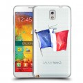 Полупрозрачный дизайнерский пластиковый чехол для Samsung Galaxy Note 3 Флаг Франции