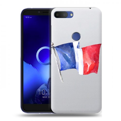 Полупрозрачный дизайнерский пластиковый чехол для Alcatel 1S (2019) Флаг Франции