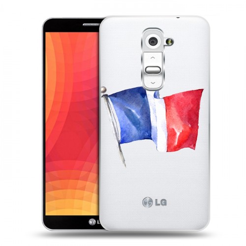 Полупрозрачный дизайнерский пластиковый чехол для LG Optimus G2 Флаг Франции