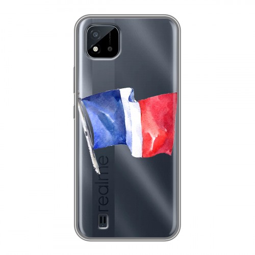 Полупрозрачный дизайнерский пластиковый чехол для Realme C20 Флаг Франции