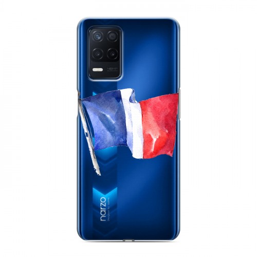 Полупрозрачный дизайнерский пластиковый чехол для Realme Narzo 30 5G Флаг Франции