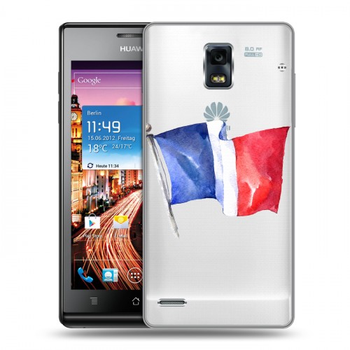 Полупрозрачный дизайнерский пластиковый чехол для Huawei Ascend P1 Флаг Франции