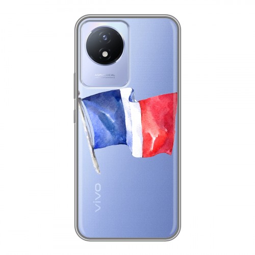 Полупрозрачный дизайнерский пластиковый чехол для Vivo Y02 Флаг Франции