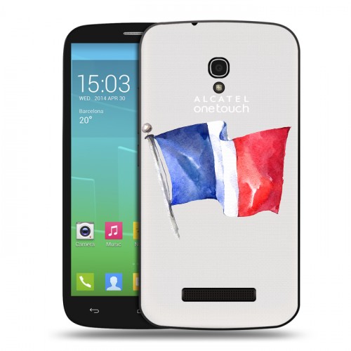 Полупрозрачный дизайнерский пластиковый чехол для Alcatel One Touch Pop S9 Флаг Франции