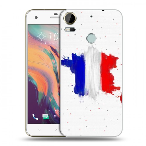 Полупрозрачный дизайнерский пластиковый чехол для HTC Desire 10 Pro Флаг Франции