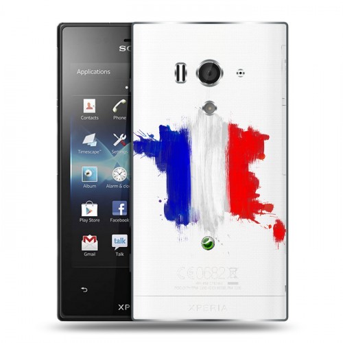 Полупрозрачный дизайнерский пластиковый чехол для Sony Xperia acro S Флаг Франции