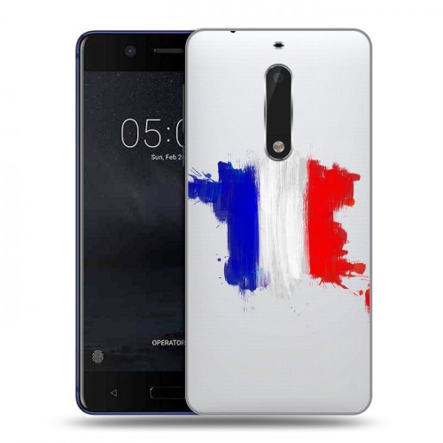 Полупрозрачный дизайнерский пластиковый чехол для Nokia 5 Флаг Франции