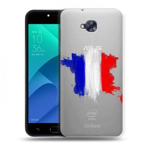 Полупрозрачный дизайнерский пластиковый чехол для ASUS ZenFone 4 Selfie Флаг Франции