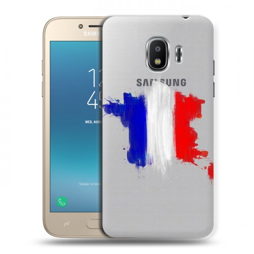 Полупрозрачный дизайнерский пластиковый чехол для Samsung Galaxy J2 (2018) Флаг Франции