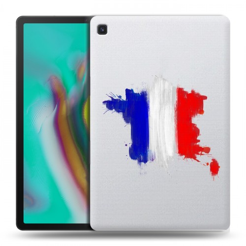 Полупрозрачный дизайнерский пластиковый чехол для Samsung Galaxy Tab S5e Флаг Франции