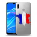 Полупрозрачный дизайнерский пластиковый чехол для Huawei Y6 (2019) Флаг Франции