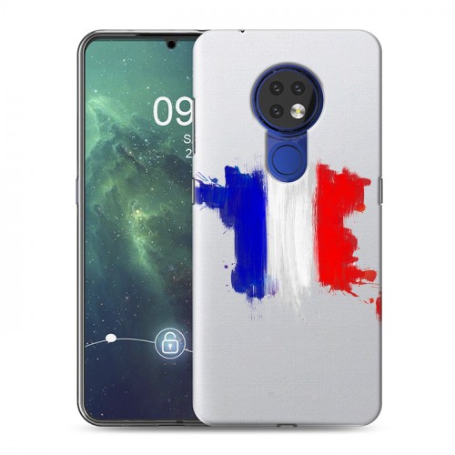 Полупрозрачный дизайнерский пластиковый чехол для Nokia 6.2 Флаг Франции