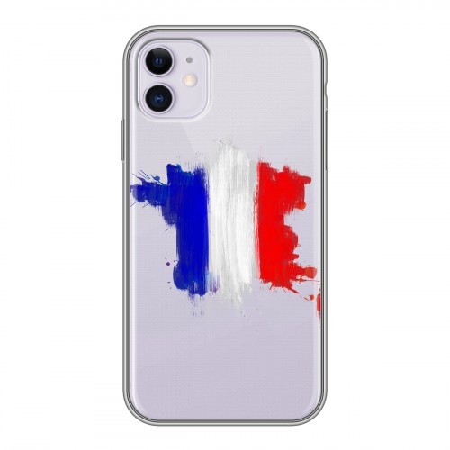 Полупрозрачный дизайнерский силиконовый чехол для Iphone 11 Флаг Франции