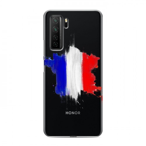 Полупрозрачный дизайнерский силиконовый с усиленными углами чехол для Huawei Honor 30S Флаг Франции