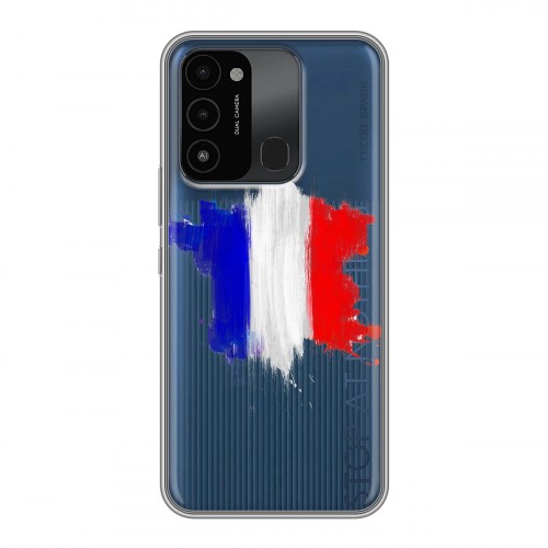 Полупрозрачный дизайнерский силиконовый с усиленными углами чехол для Tecno Spark Go 2022 Флаг Франции