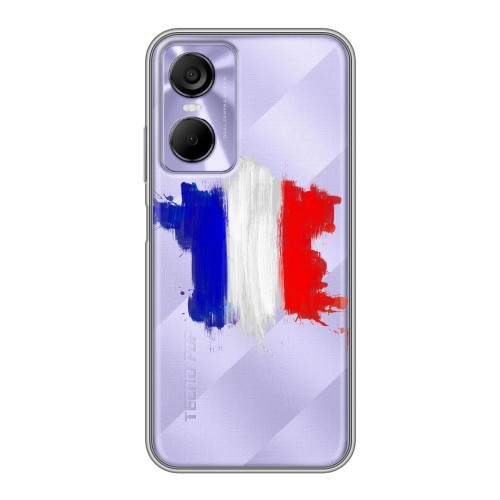 Полупрозрачный дизайнерский силиконовый чехол для Tecno Pop 6 Pro Флаг Франции