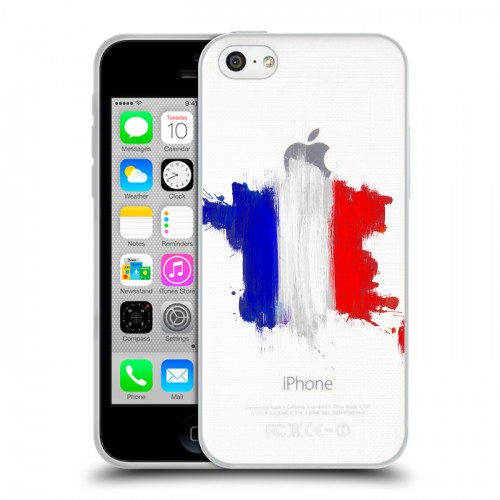 Полупрозрачный дизайнерский пластиковый чехол для Iphone 5c Флаг Франции