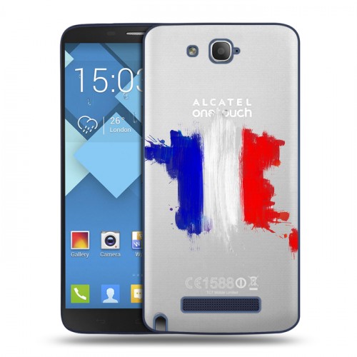 Полупрозрачный дизайнерский пластиковый чехол для Alcatel One Touch Hero Флаг Франции