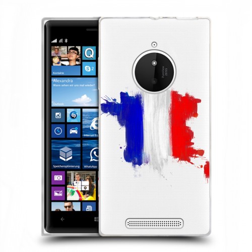 Полупрозрачный дизайнерский пластиковый чехол для Nokia Lumia 830 Флаг Франции