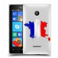 Полупрозрачный дизайнерский пластиковый чехол для Microsoft Lumia 435 Флаг Франции