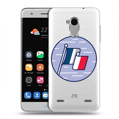 Полупрозрачный дизайнерский пластиковый чехол для ZTE Blade V7 Lite Флаг Франции