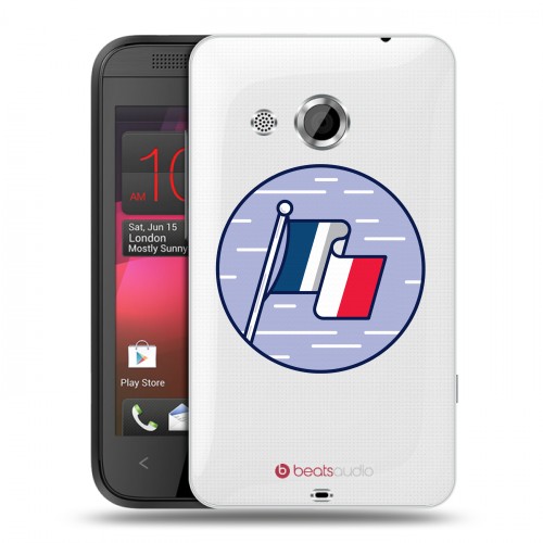 Полупрозрачный дизайнерский пластиковый чехол для HTC Desire 200 Флаг Франции
