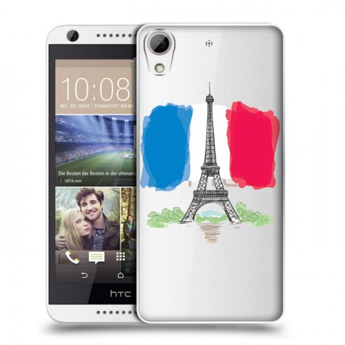 Полупрозрачный дизайнерский силиконовый чехол для HTC Desire 626 Флаг Франции