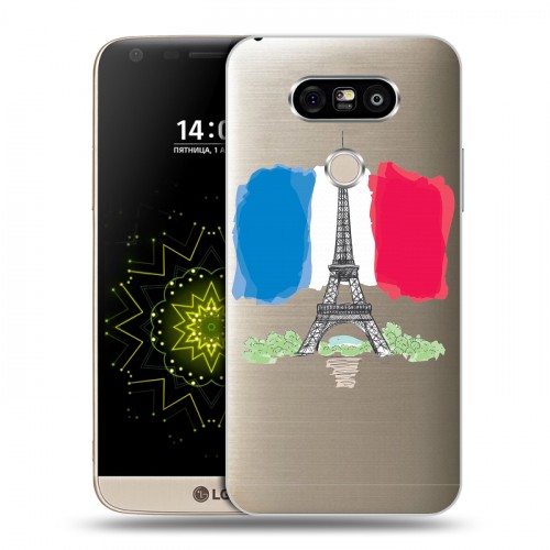 Полупрозрачный дизайнерский пластиковый чехол для LG G5 Флаг Франции