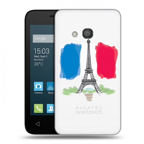 Полупрозрачный дизайнерский пластиковый чехол для Alcatel One Touch Pixi 4 (4) Флаг Франции