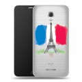 Полупрозрачный дизайнерский пластиковый чехол для Alcatel Pop 4 Plus Флаг Франции