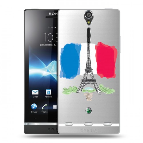 Полупрозрачный дизайнерский пластиковый чехол для Sony Xperia S Флаг Франции