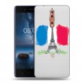 Полупрозрачный дизайнерский пластиковый чехол для Nokia 8 Флаг Франции